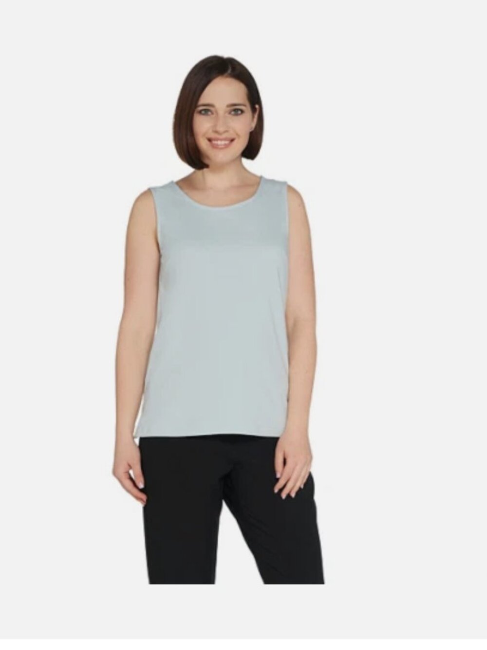 Joan Rivers Wardrobe Builders Scoop Neck Cotton Stretch Tank-Cloud-XXS-A295141